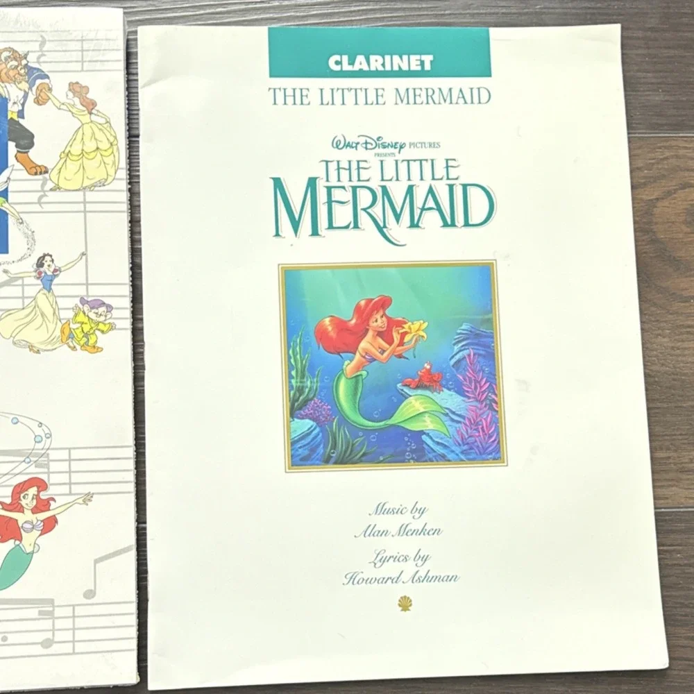 Disney Sheet Music Lot Illustrated Treasury of Songs + Little Mermaid Clarinet